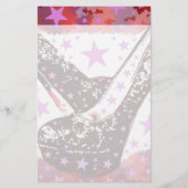 素晴らしい輝くピンクパープルハイヒール星 便箋 (正面)