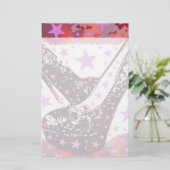 素晴らしい輝くピンクパープルハイヒール星 便箋 (スタンド正面)