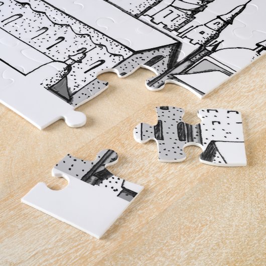 素晴らしい都市。アートワーク。白黒 ジグソーパズル (側面)