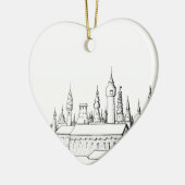 素晴らしい都市。アートワーク。白黒 セラミックオーナメント (左)