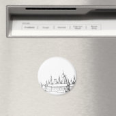 素晴らしい都市。アートワーク。白黒 マグネット (インサイチュ (食洗機))