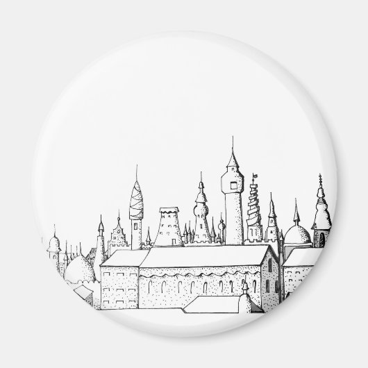 素晴らしい都市。アートワーク。白黒 マグネット (正面)