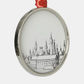 素晴らしい都市。アートワーク。白黒 メタルオーナメント (右)