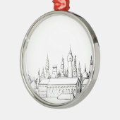 素晴らしい都市。アートワーク。白黒 メタルオーナメント (左)