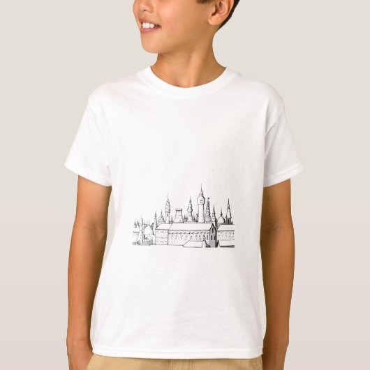 素晴らしい都市。アートワーク。白黒 Tシャツ (正面)