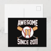 素晴らしい野球選手の11歳誕生日スポーツ愛好家 インビテーションポストカード (正面/裏面)