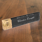 素晴らしい金のフクロウ デスクネームプレート (側面)