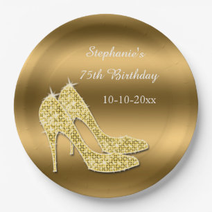 素晴らしい金ゴールドのきらめく小剣の誕生日 ペーパープレート