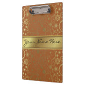 素晴らしい金ゴールドグリッター&グラデーション花のパターン クリップボード (左)