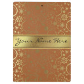 素晴らしい金ゴールドグリッター&グラデーション花のパターン クリップボード (裏面)