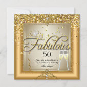 素晴らしい金ゴールドシャンパンバースデーパーティー 招待状 (正面)
