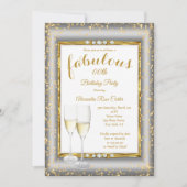 素晴らしい金ゴールドシルバーシャンパンフォト誕生日 招待状 (正面)