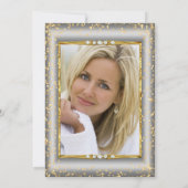 素晴らしい金ゴールドシルバーシャンパンフォト誕生日 招待状 (裏面)