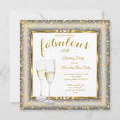 素晴らしい金ゴールドシルバーシャンパンフォト誕生日sq 招待状 (正面)