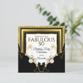 素晴らしい金ゴールドジュエルブラックシャンパンバースデーパーティー 招待状 (スタンド正面)