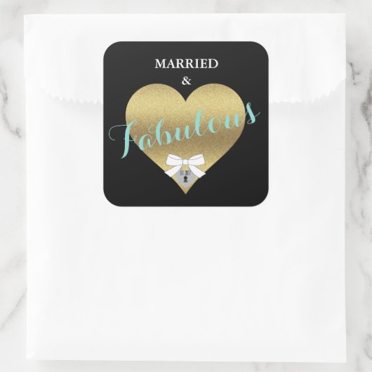 素晴らしい金ゴールドハートパーティーシャワー スクエアシール (バッグ)