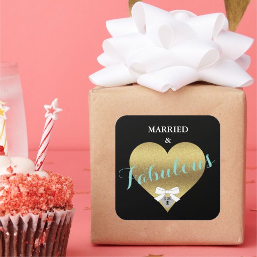 素晴らしい金ゴールドハートパーティーシャワー スクエアシール (パーティー)