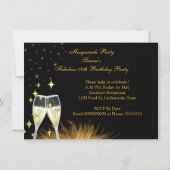 素晴らしい金ゴールドブラックマスカレードバースデーパーティー 招待状 (裏面)