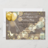 素晴らしい金ゴールドベージュシャンパンバースデーパーティー2 招待状 (裏面)