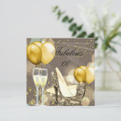 素晴らしい金ゴールドベージュシャンパンバースデーパーティー3 招待状 (スタンド正面)