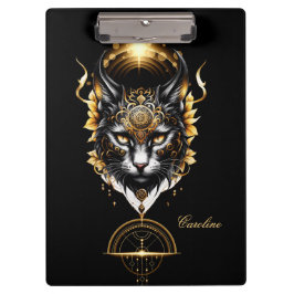 素晴らしい金ゴールド黒猫。 クリップボード
