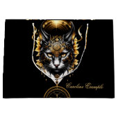 素晴らしい金ゴールド黒猫。 ラージペーパーバッグ (正面)