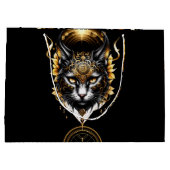 素晴らしい金ゴールド黒猫。 ラージペーパーバッグ (裏面)