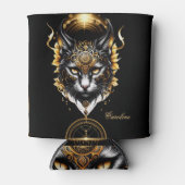 素晴らしい金ゴールド黒猫。 缶クーラー (正面)