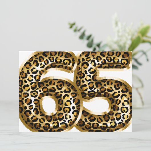 素晴らしい金箔レオパード印刷任意の年齢誕生日 招待状 (スタンド正面)