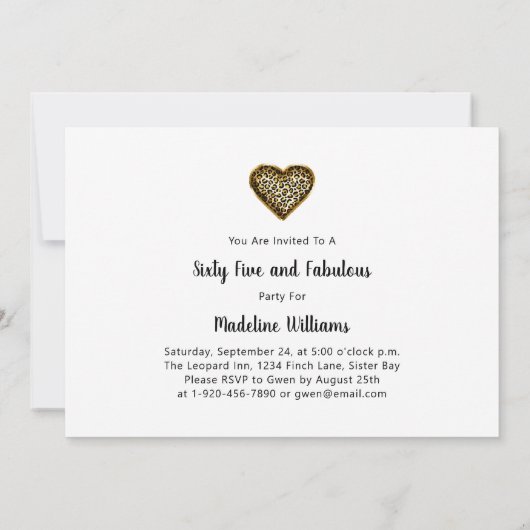 素晴らしい金箔レオパード印刷任意の年齢誕生日 招待状 (裏面)