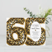 素晴らしい金箔レオパード印刷任意の年齢誕生日 招待状 (スタンド正面)