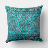 素晴らしい青の旧式な東洋のカーペットのプリント クッション (裏面)