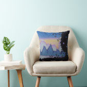 素晴らしい青ユニークい山の夕日の風景 クッション (椅子)