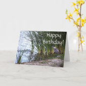 素晴らしい青鷲の鳥の野性生物動物の誕生日 カード (黄色い花)