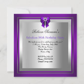 素晴らしい靴シルバーパープルバースデーパーティー 招待状 (裏面)