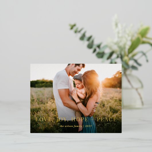 素晴らしい願いモダンの完全な写真 箔シーズンポストカード (立ち正面)