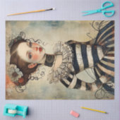 素晴らしい風変わりヴィンテージの女の子 薄葉紙 (クラフト)