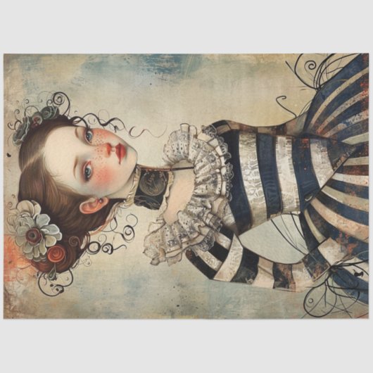 素晴らしい風変わりヴィンテージの女の子 薄葉紙 (正面)