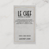 素晴らしい食事の名刺のテンプレート上品なカード 名刺 (裏面)