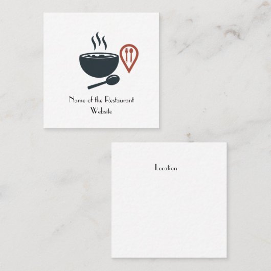 素晴らしい食事の飲食業カード スクエア名刺 (正面/裏面)