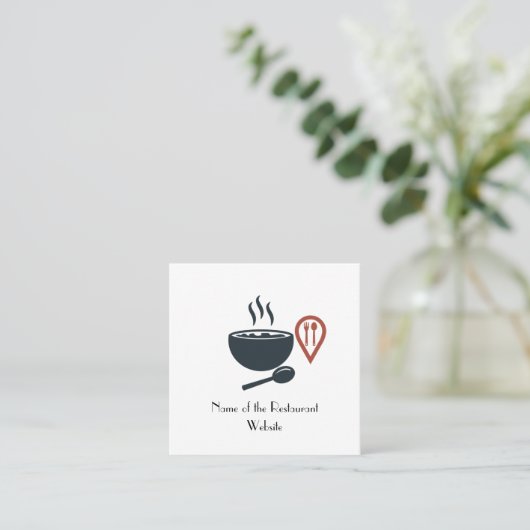 素晴らしい食事の飲食業カード スクエア名刺 (スタンド正面)