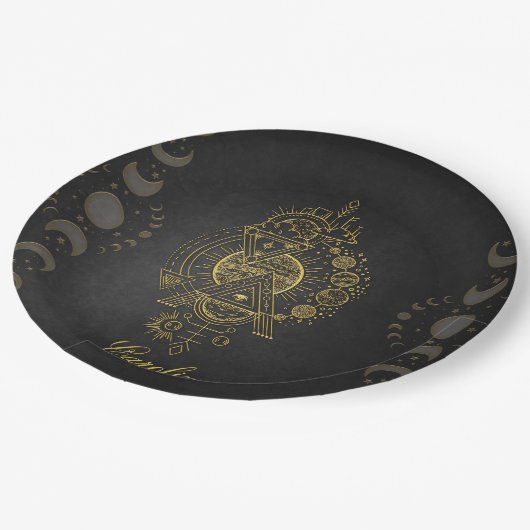素晴らしい黄金のファンタジー惑星と月 ペーパープレート (アングル)