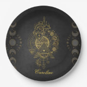 素晴らしい黄金のファンタジー惑星と月 ペーパープレート (正面)