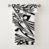 素晴らしい黒と白のシダのデザイン バスタオルセット (インサイチュ)
