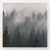 素晴らしい黒と白の夜明けの山 ガラスコースター (正面)