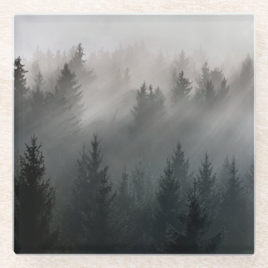 素晴らしい黒と白の夜明けの山 ガラスコースター (正面)