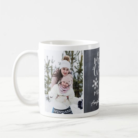 素晴らしい黒板スノーフレーククリスマスフォト コーヒーマグカップ (左)