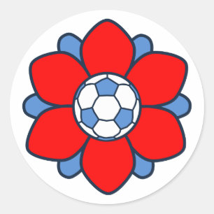 素晴らしい1人の赤いサッカーの女の子 ラウンドシール