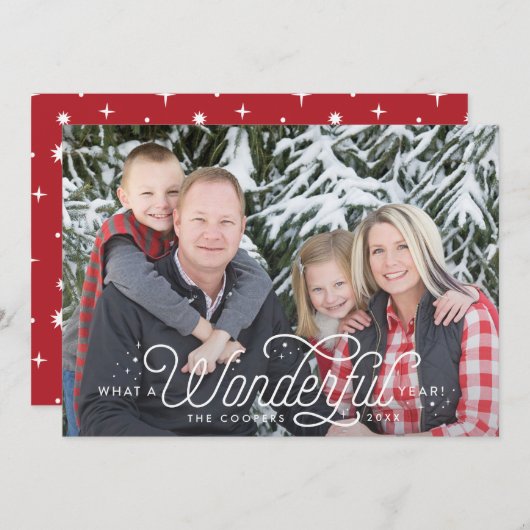 素晴らしい1年のフルブリードクリスマスカード シーズンカード (正面/裏面)