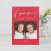 素晴らしい1年のモダンなハッピーニューイヤーの写真カード シーズンカード (スタンド正面)